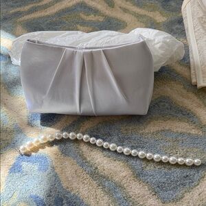 Chic White Clutch with Pleated Design